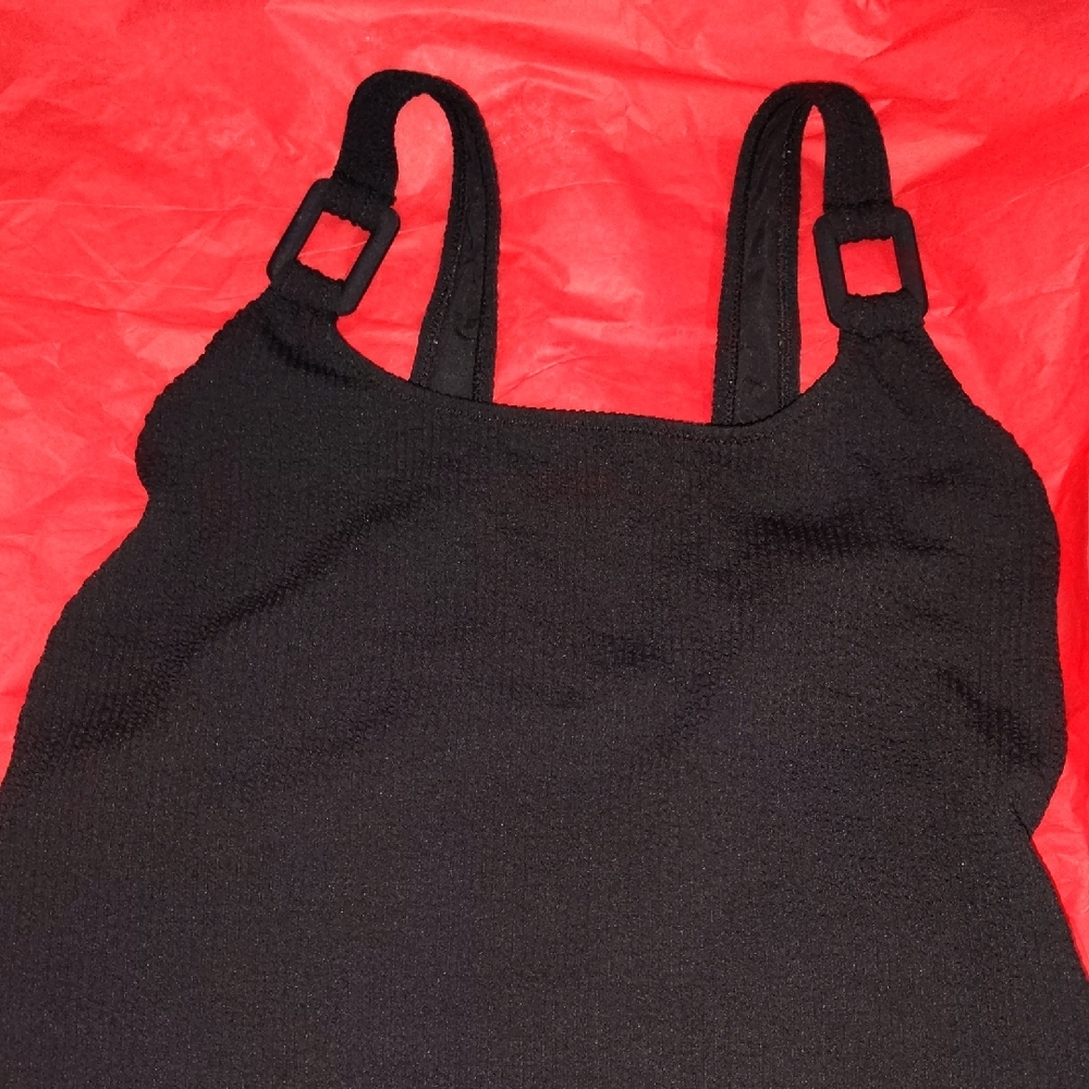 Black Sleeveless Top with Square Buckles